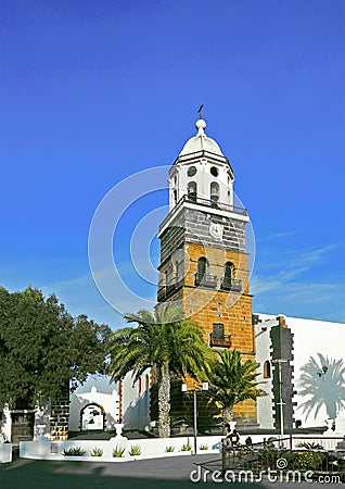 Belltower of the Iglesia San Miguel Stock Photo