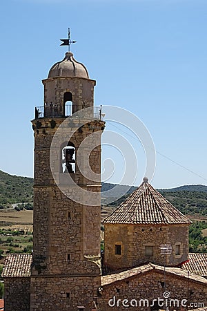 Belltower view from the church from Balaguer, Catalonia, Spain Editorial Stock Photo