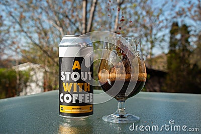 Bellwoods Brewery A Stout With Coffee Craft Beer Brownie Splash Glass Editorial Stock Photo