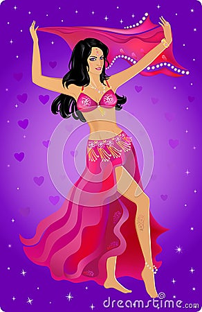 Belly dancer in cosmos sky Vector Illustration