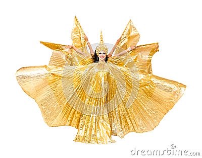 Belly dancer with golden wings Stock Photo