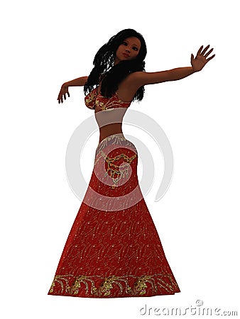 Belly dancer isolated on white Stock Photo