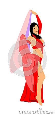 Belly dancer woman coquette , Traditional Arab entertainment oriental dance. Sensual movement erotic lady. Cartoon Illustration