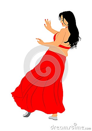 Belly dancer woman coquette , Traditional Arab entertainment oriental dance. Sensual movement erotic lady. Cartoon Illustration