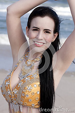 Belly Dancing on the Beach Stock Photo