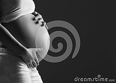 Belly of pregnant woman monochrome Stock Photo