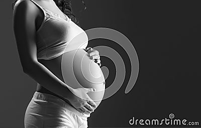 Belly of pregnant woman monochrome Stock Photo