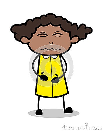 Belly Problem - Retro Black Office Girl Cartoon Vector Illustration Stock Photo