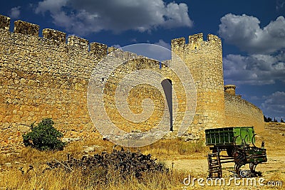 Belmonte castle walls in Cuenca. Stock Photo