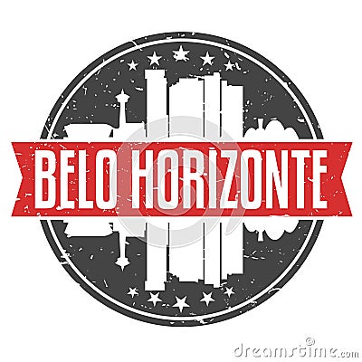 Belo Horizonte Brazil Round Travel Stamp. Icon Skyline City Design. Seal Tourism Badge Illustration. Vector Illustration