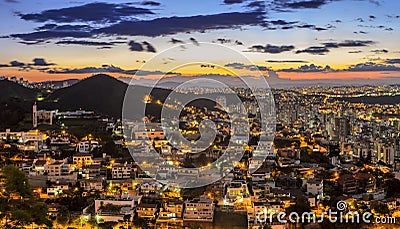 Belo Horizonte after sunset , Minas Gerais , Brazil . Stock Photo
