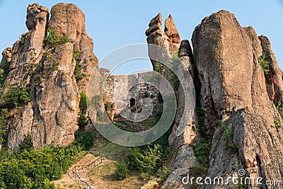 rocks and wall at ancient Kaleto, landmark of Bulgaria Editorial Stock Photo