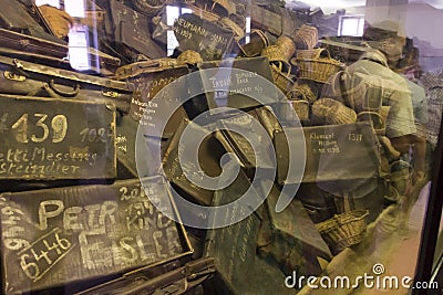 Belongings (suitcases) of the people killed in Auschwitz Editorial Stock Photo
