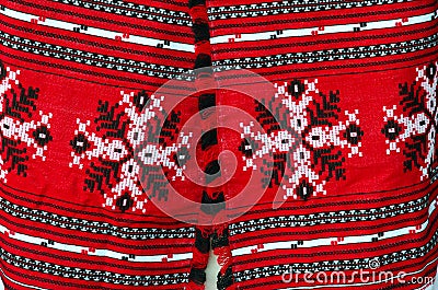 Belorussian woven towels with bright traditional pattern Stock Photo