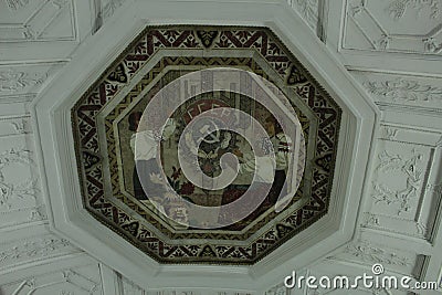 Mosaics on the ceiling of Belorusskaya metro station. Stock Photo