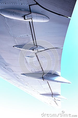 Below an Aircraft Wing Stock Photo