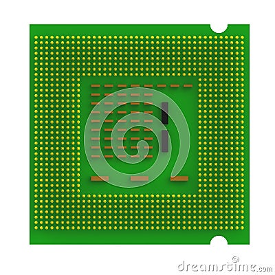 Below view of CPU Central processing unit microchip isolated on white background Stock Photo