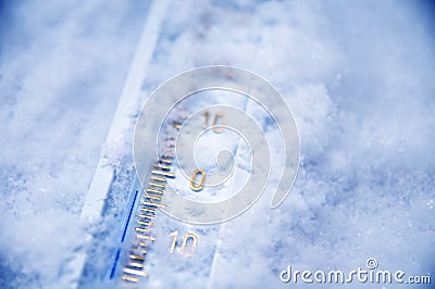 Below zero on thermometer Stock Photo