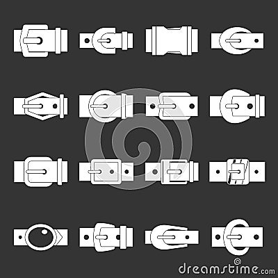 Belt buckles icons set grey vector Vector Illustration