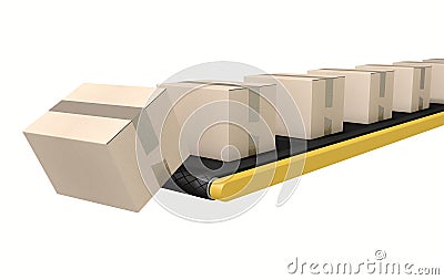 Belt Conveyor With Boxes Stock Photo