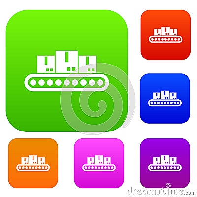 Belt conveyor with load set collection Vector Illustration