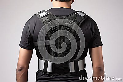 Belt corrective posture back support stretching injury spinal backache rehabilitation Stock Photo