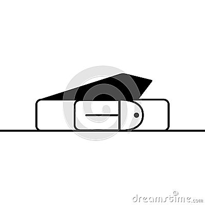 Belt outline icon. Vector linear icon of a leather belt. Black and white simple illustration of a rolled buckle belt on Vector Illustration