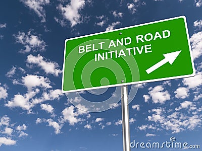 Belt and road initiative traffic sign Stock Photo