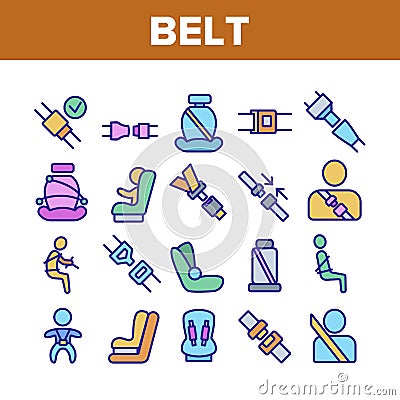 Belt Safety Equipment Collection Icons Set Vector Vector Illustration