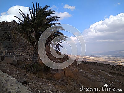 Belvoir Castle view of the Jordan Valley and the Sea of Galilee in Israel. Stock Photo