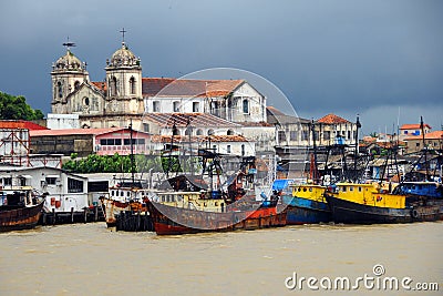 BelÃ©m, old boats on the river - Brazil Stock Photo