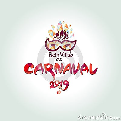 Bem vindo ao Carnaval 2019. logo in portuguese. Stock Photo