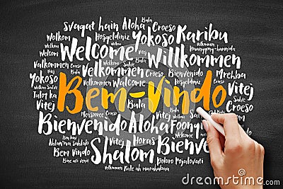 Bem-Vindo Welcome in Portuguese word cloud Stock Photo