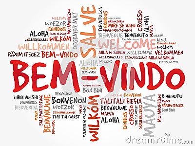 Bem-Vindo (Welcome in Portuguese) word cloud Stock Photo