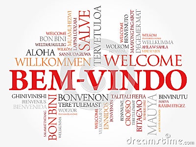 Bem-Vindo (Welcome in Portuguese) word cloud Stock Photo