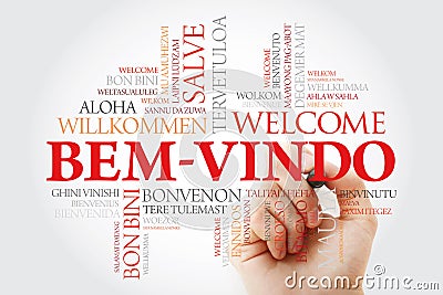 Bem-Vindo Welcome in Portuguese word cloud Stock Photo