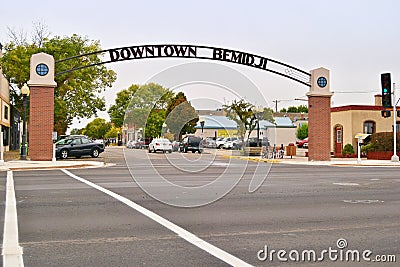 Gateway to Downtown Bemidji, Minnesota Editorial Stock Photo