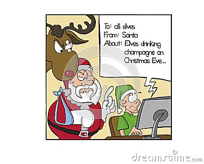 Elf writing an email for Santa Vector Illustration