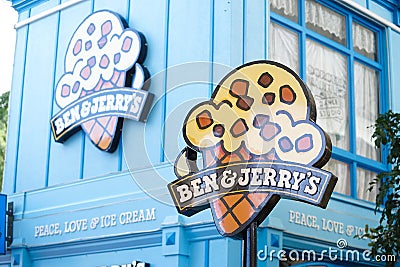 Ben & Jerry`s ice cream shop in Movie World`s Gold Coast. Editorial Stock Photo