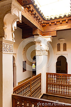 Ben Youssef Madrasa is an Islamic college and largest Madrasa in Marrakech, Morocco, Africa Stock Photo