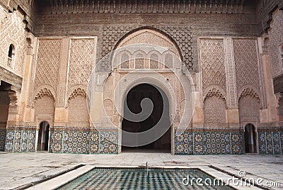 Morocco Marrakesh Ali Ben Youssef Medersa Islamic Stock Photo