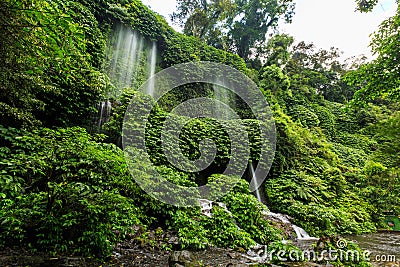 Benang Kelambu waterfall on the Indonesian island Lombok Stock Photo