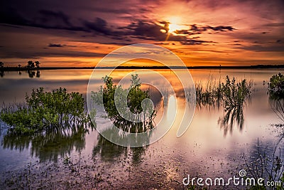 Benbrook Lake Sunrise Stock Photo