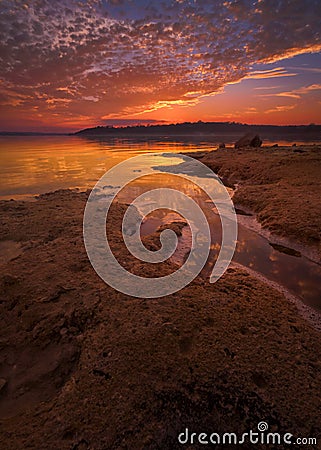 Benbrook Lake Winter Sunset Stock Photo