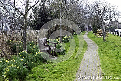 Bench in the alley Stock Photo