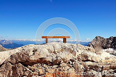 Bench on the Alps 4 Stock Photo