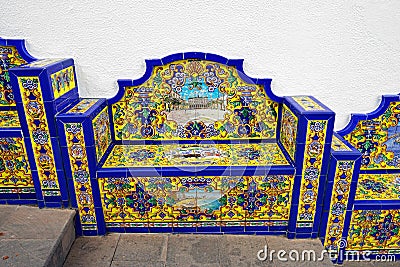 Bench from Andalusian tiles Editorial Stock Photo