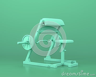 Bench Arm Curl Bodybuilding Equipment, in monochrome blue color background,3d Rendering Stock Photo