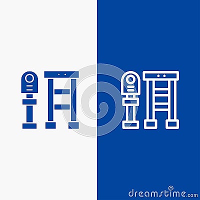 Bench, Bus, Station, Stop Line and Glyph Solid icon Blue banner Line and Glyph Solid icon Blue banner Vector Illustration