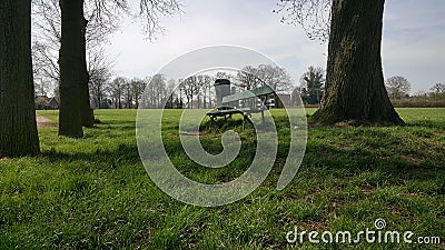 Bench in a Field Stock Photo